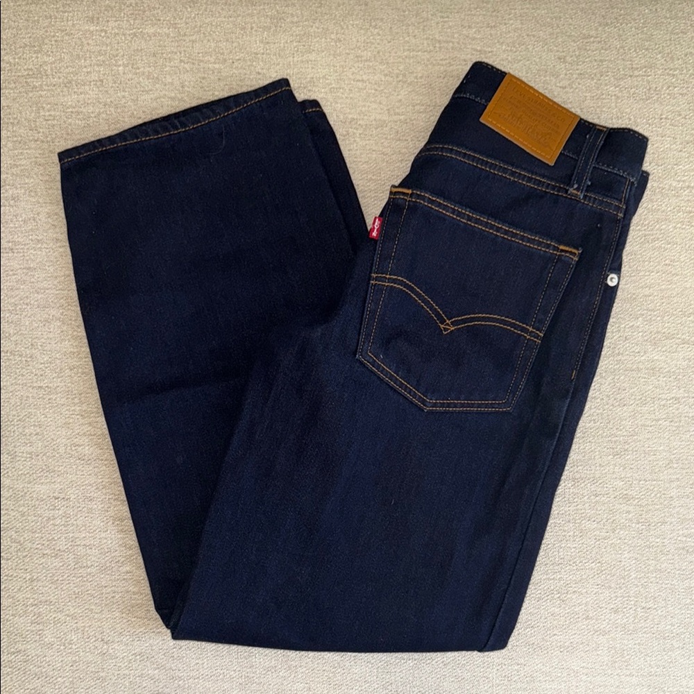 Levi's Women's Baggy Dad Straight Jeans - Dark Indigo with Tan Patch size 24x28
